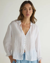 BD 3/4 Sleeve Tie Neck Blouse