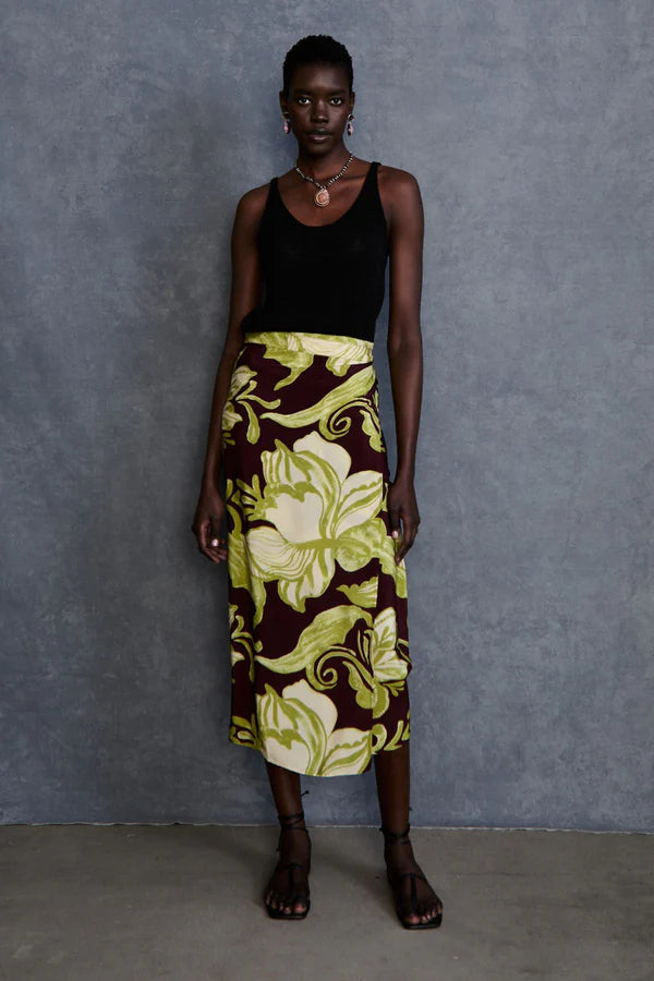 Chan Luu Hibiscus Wrap Skirt Cabernet