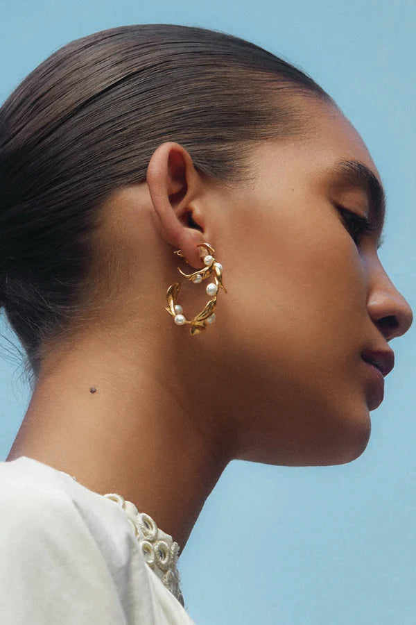 Chan Luu Olive Branch Hoop Earrings