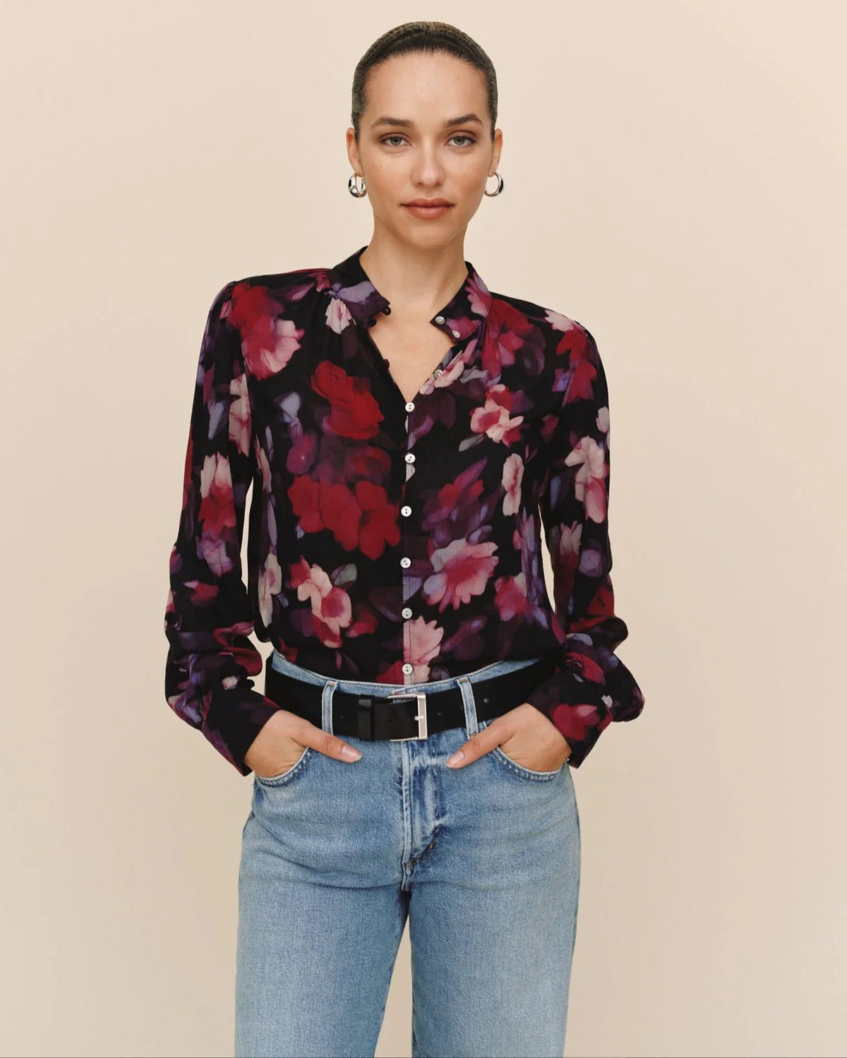 BD Shirred Bloom Print Blouse