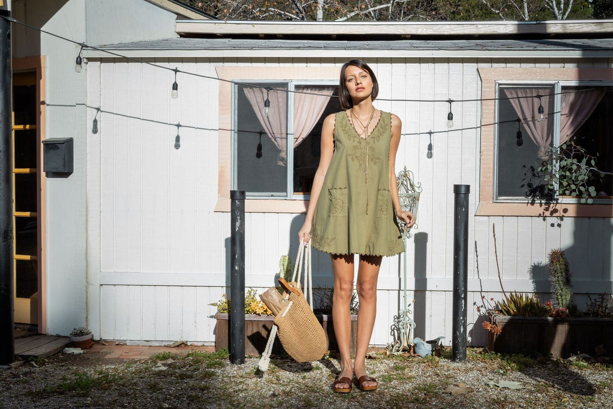 YFB Kiona Mini Dress Dark Olive