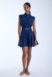 Karina Grimaldi Jenna Mini Dress Blue Denim