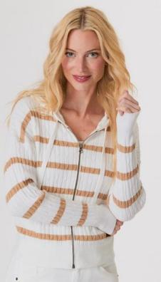 J Society Striped Cable Zip Hoodie