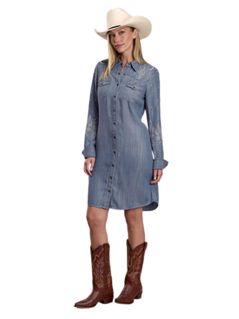 Stetson Emb. Button Up Denim Dress