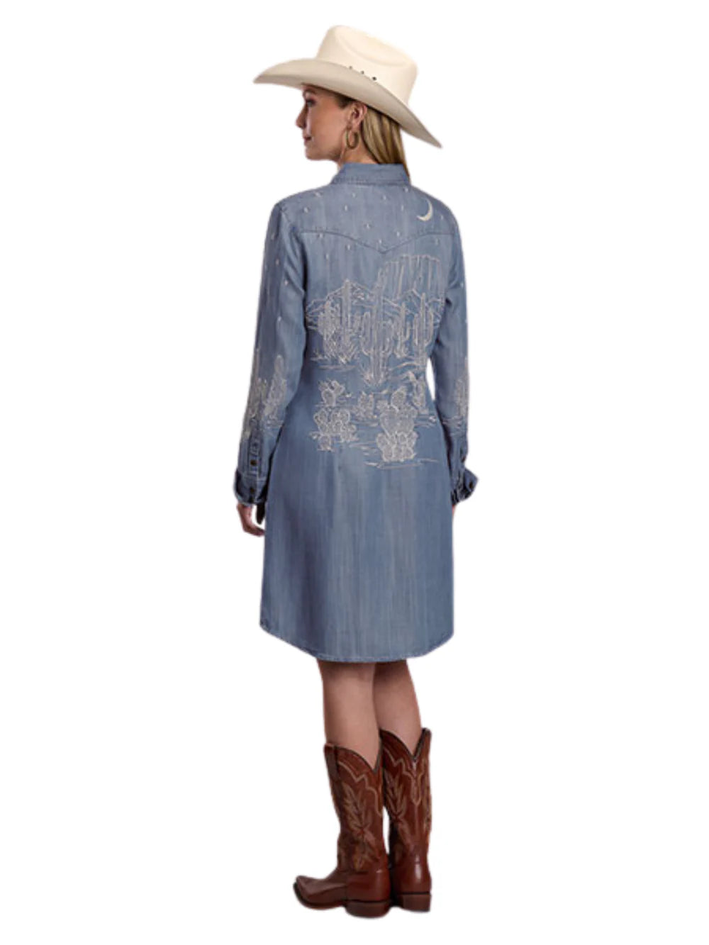 Stetson Emb. Button Up Denim Dress