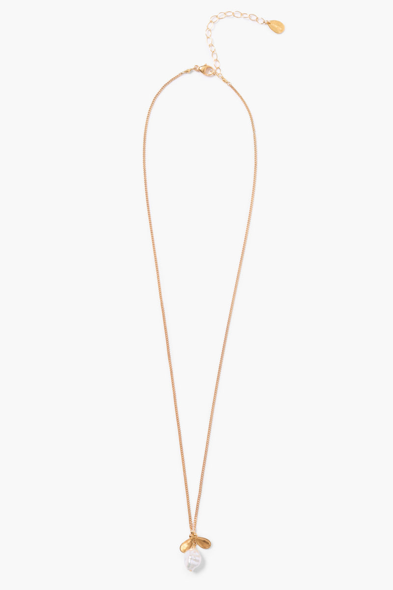 Chan Luu White Pearl Necklace W/ Petals