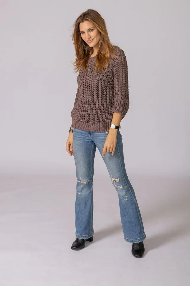 WS Tara 3/4 Sleeve Chunky Cotton Crew