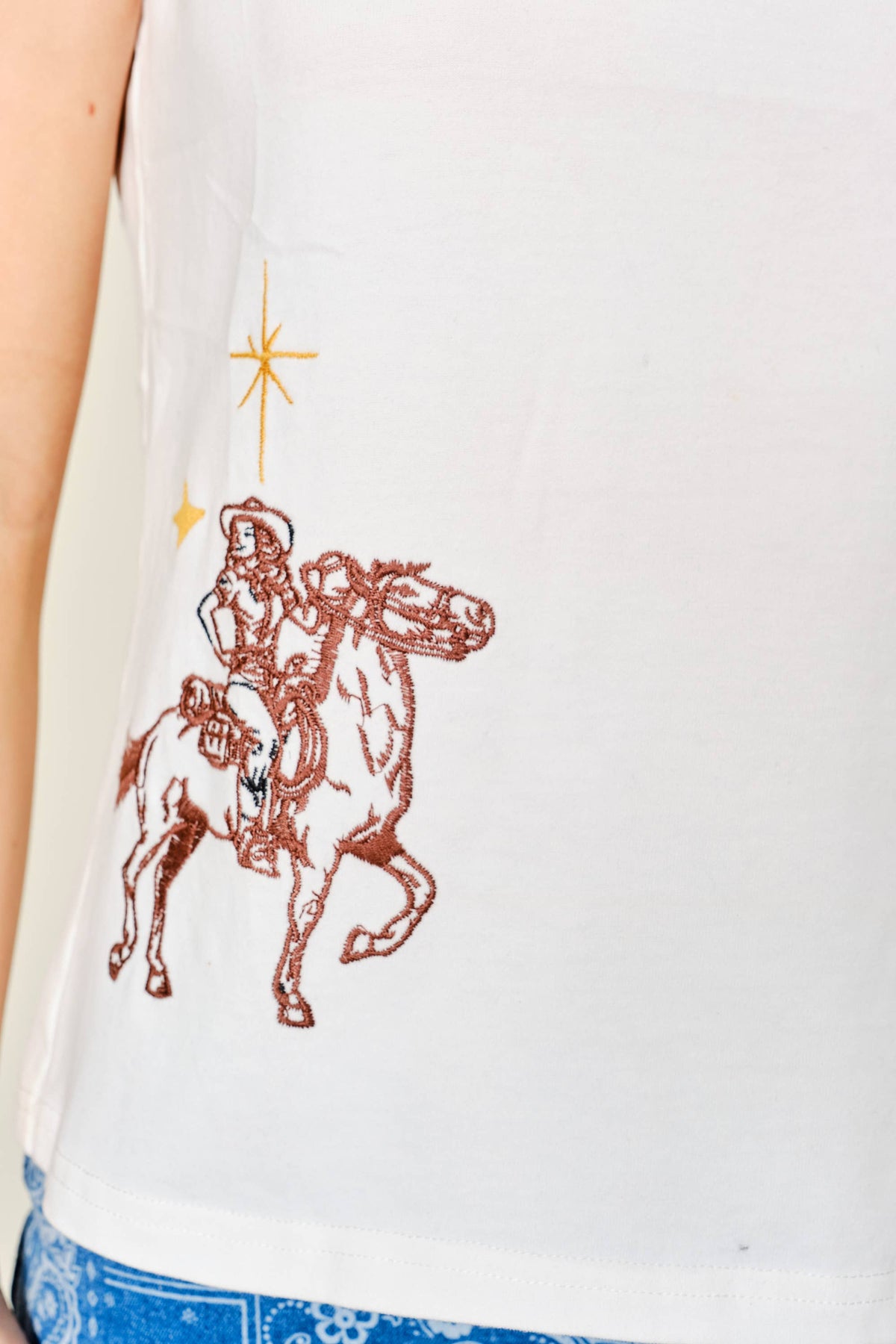 Western Emb Sleeveless Top