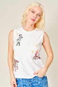 Western Emb Sleeveless Top