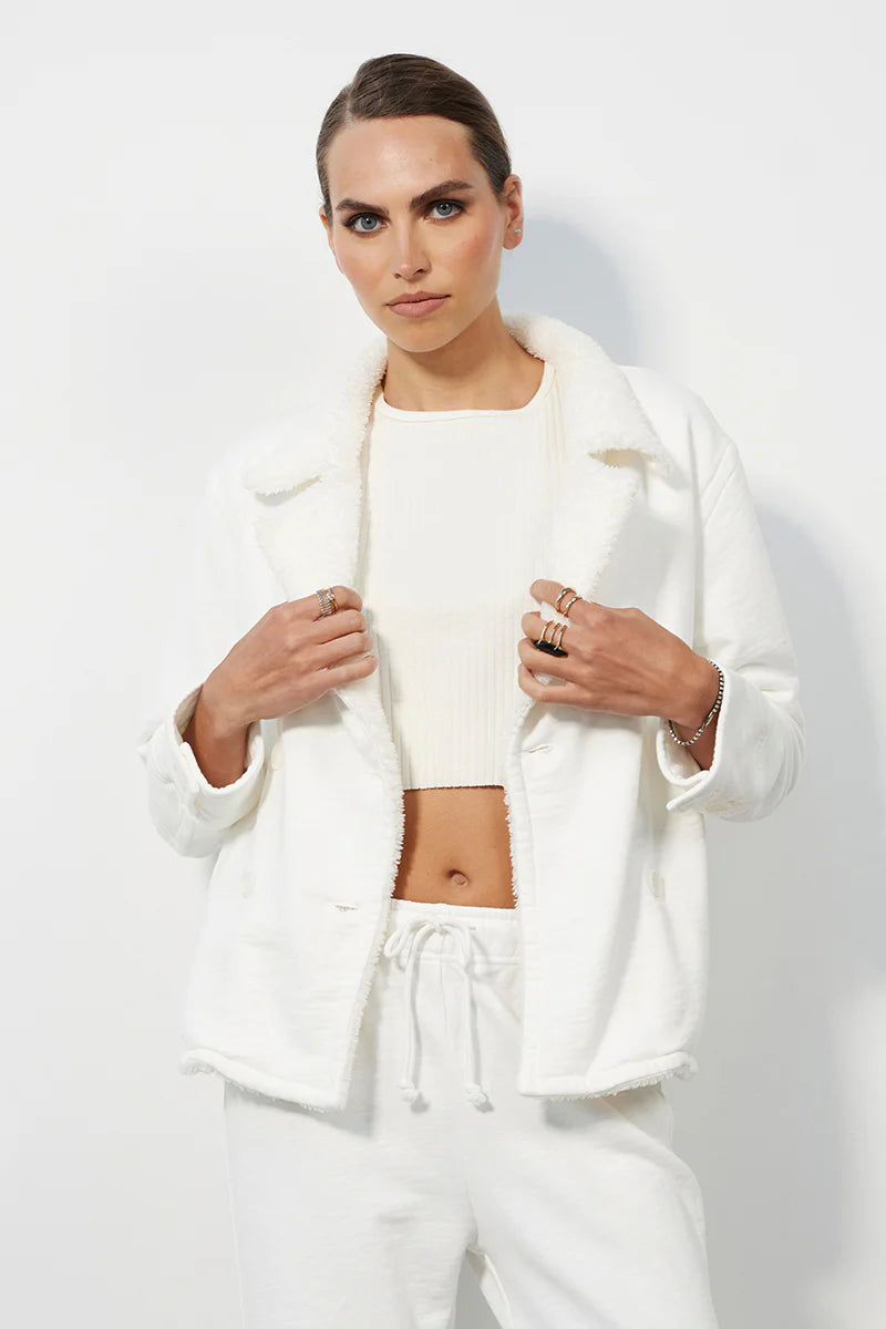 Bobi Sherpa Lined Peacoat White