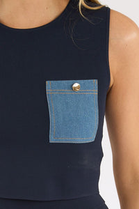 Karina Grimaldi Onyx Knit Top Navy