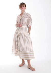 Karina Grimaldi Spencer Striped Midi Skirt Multi Stripe