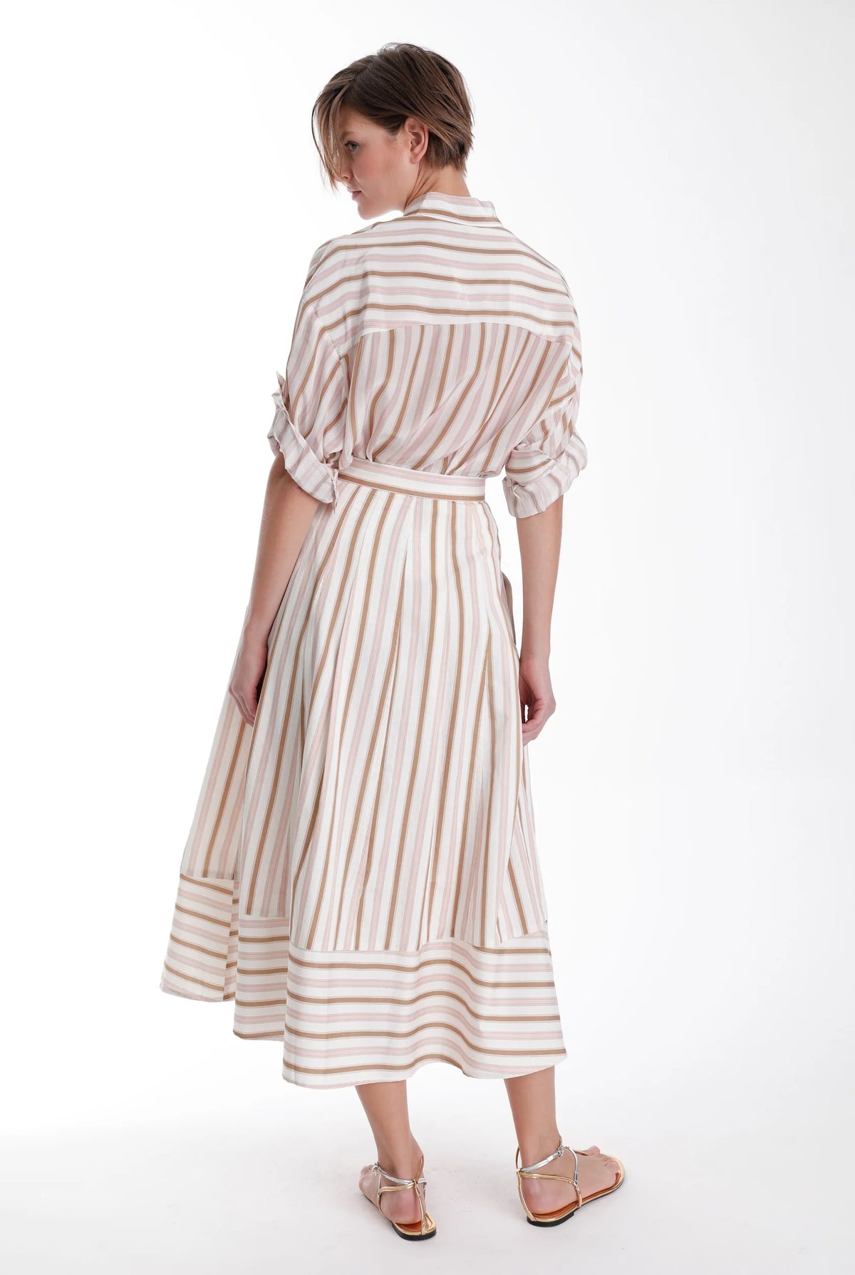 Karina Grimaldi Spencer Striped Midi Skirt Multi Stripe