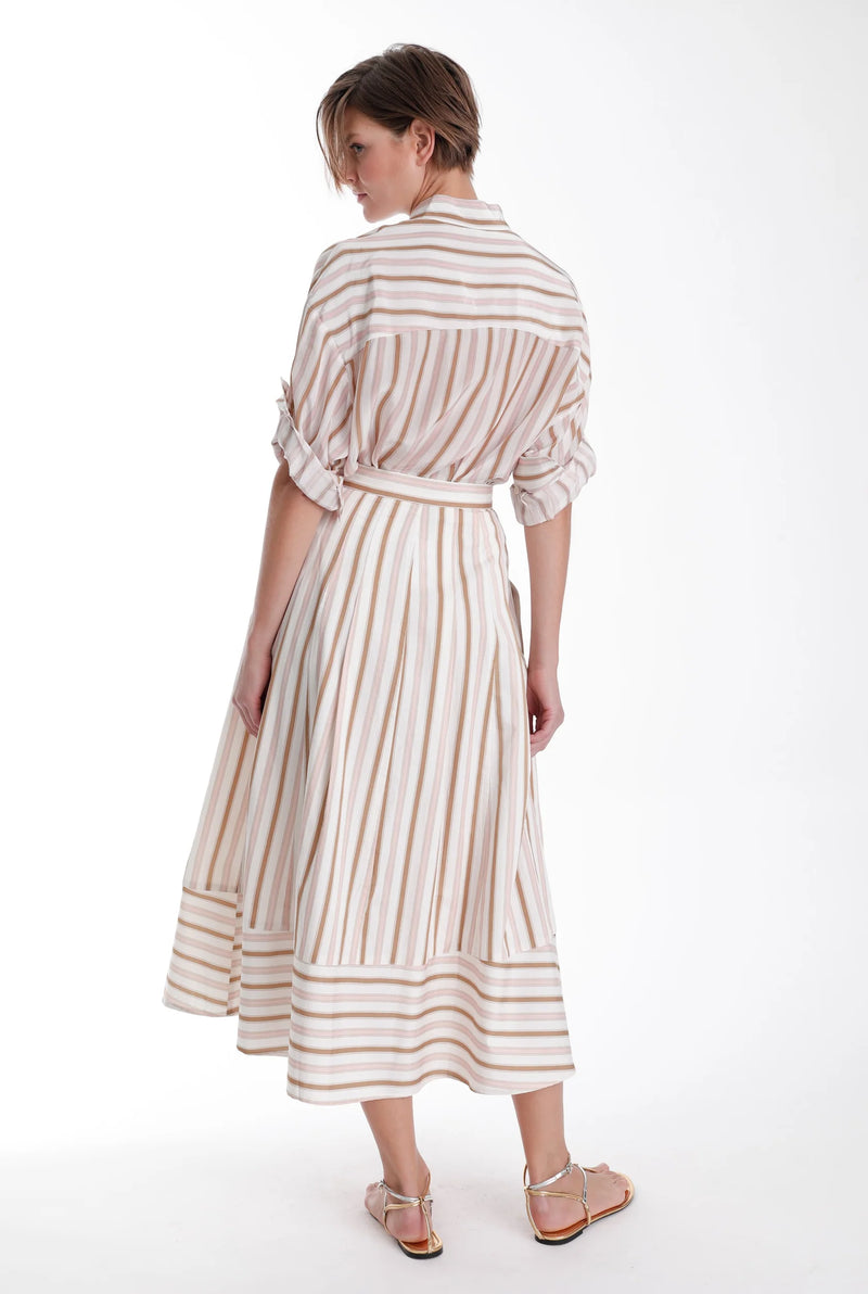 Karina Grimaldi Spencer Striped Midi Skirt Multi Stripe
