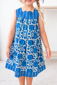 Yo Baby Indigo Floral Printed Dress