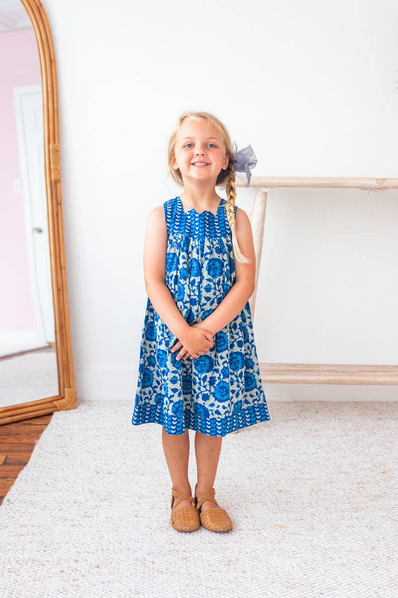 Yo Baby Indigo Floral Printed Dress