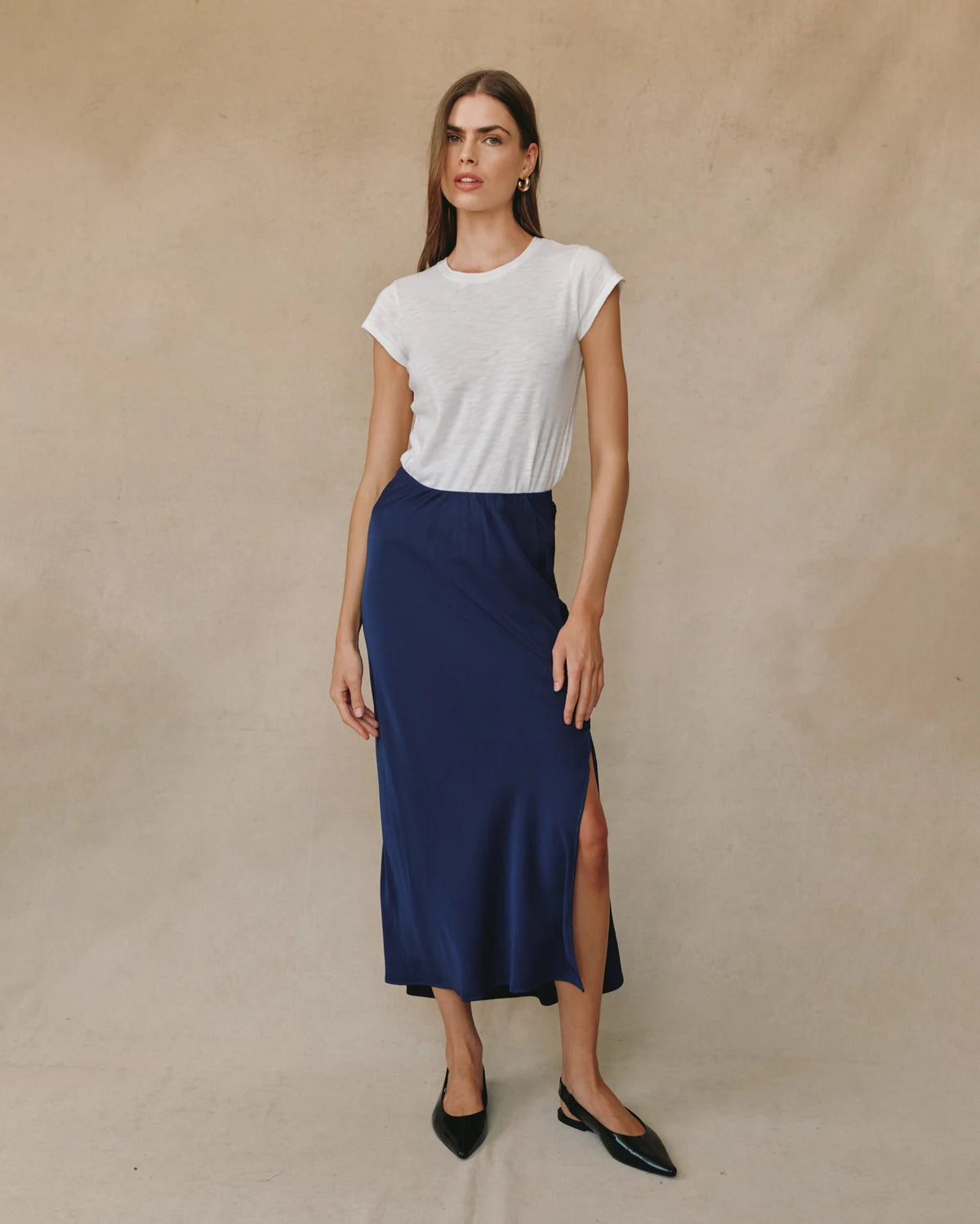 BD Satin Side Slit Maxi Skirt