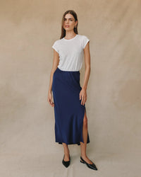 BD Satin Side Slit Maxi Skirt
