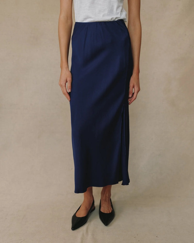 BD Satin Side Slit Maxi Skirt