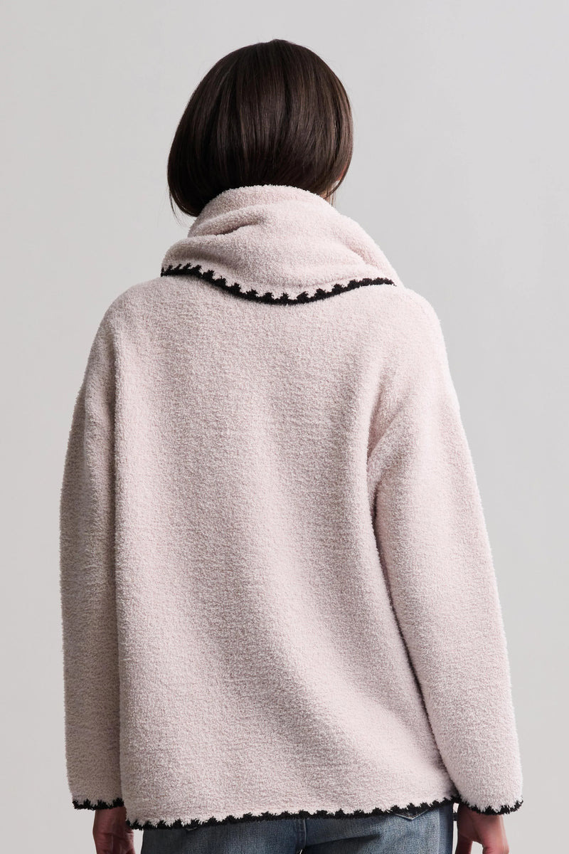 Barefoot Dreams CC Blanket Stitch Cardigan with Detachable Scarf