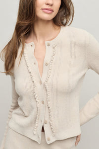 Barefoot Dreams CCUL Pointelle Rib Ruffle Front Cardigan