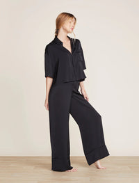 Barefoot Dreams Washed Satin Piped Wide Leg Pant