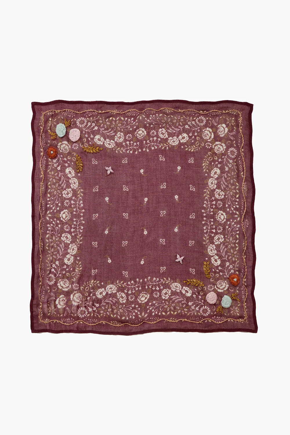 Chan Luu Emb. Floral Bandana Cabernet