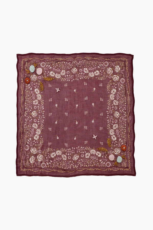 Chan Luu Emb. Floral Bandana Cabernet