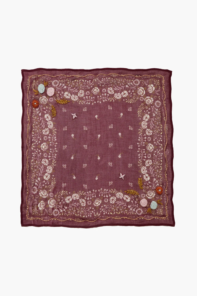 Chan Luu Emb. Floral Bandana Cabernet