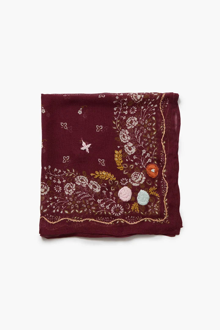 Chan Luu Emb. Floral Bandana Cabernet