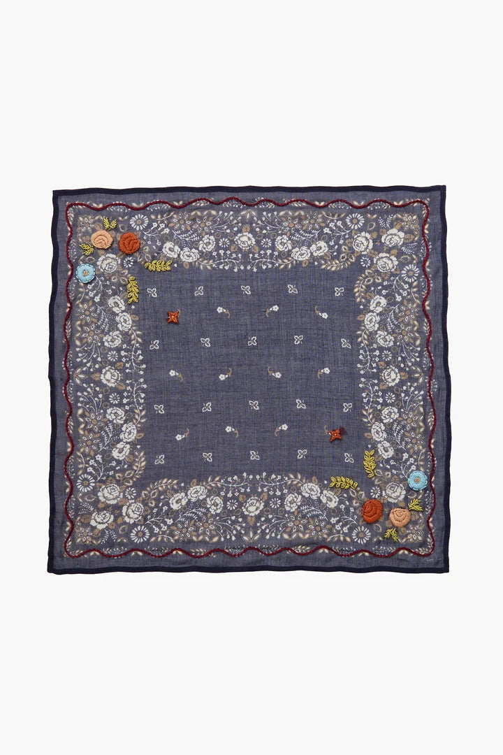 Chan Luu Emb. Floral Bandana Indigo