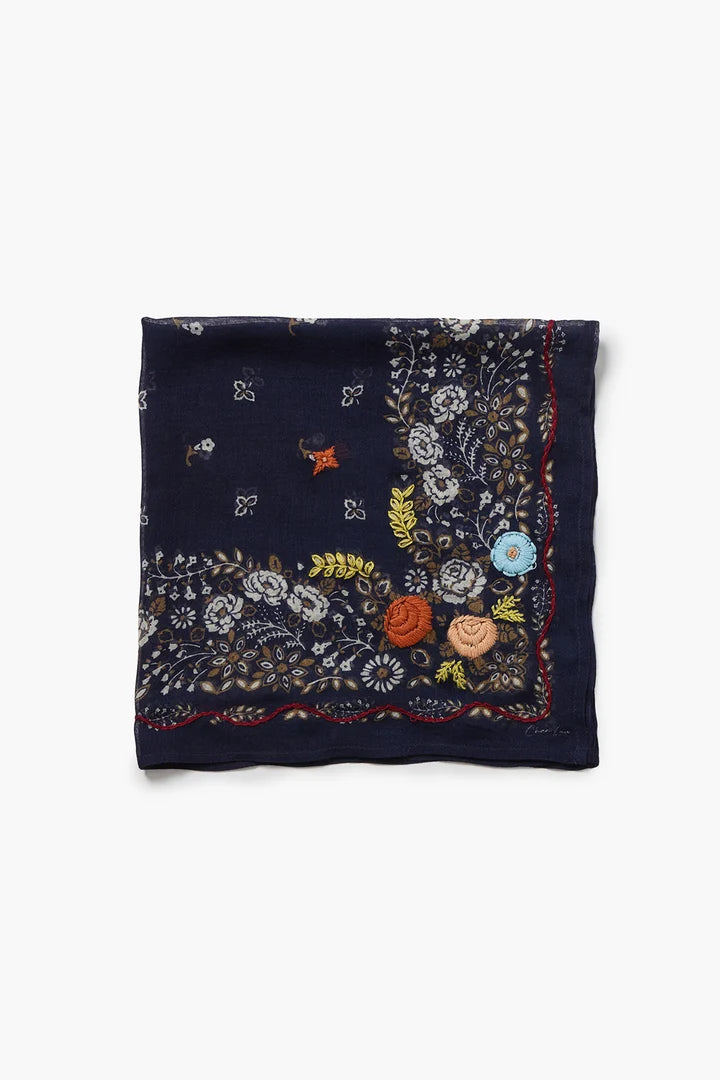 Chan Luu Emb. Floral Bandana Indigo