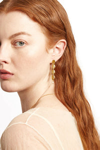Chan Luu Falling Leaf Tiered Earrings  White Pearl
