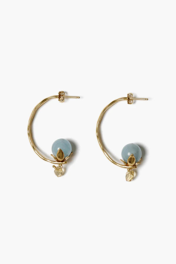Chan Luu Lotus Hoop Earrings Aquamarine