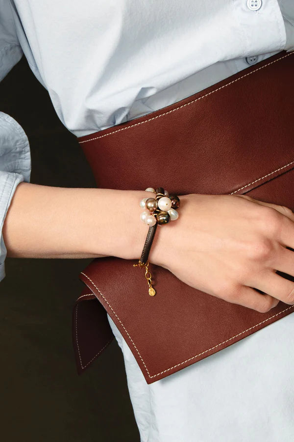 Chan Luu Lea Leather Bracelet Pearl