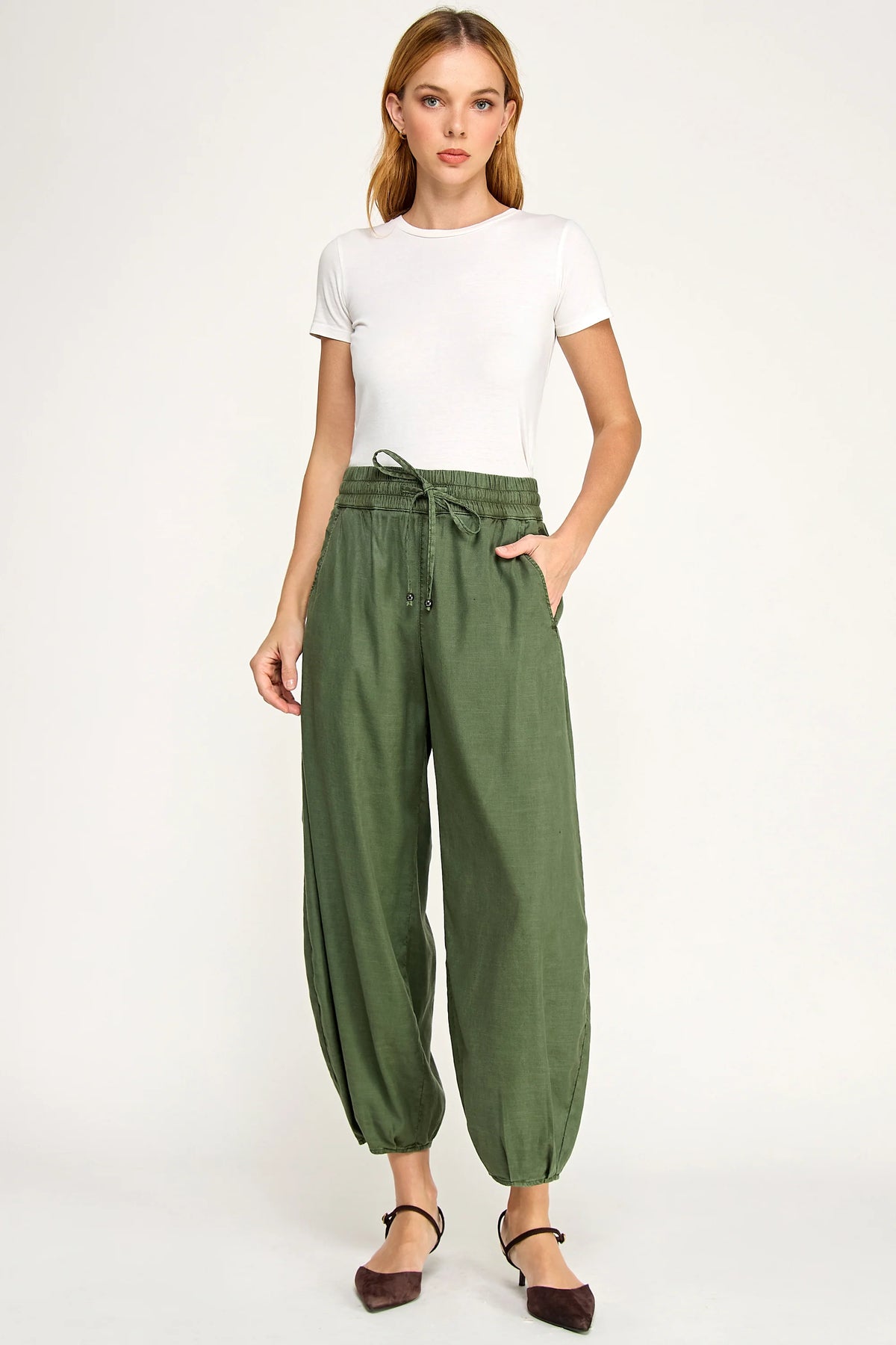 Level 99 Ellie Balloon Pants Avocado