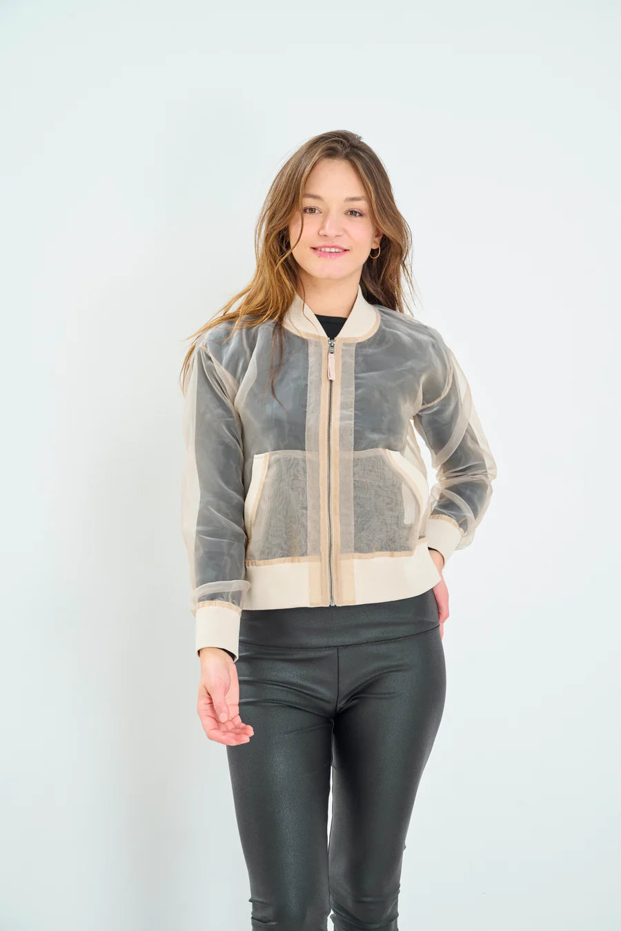 Sheer bomber jacket womens discount