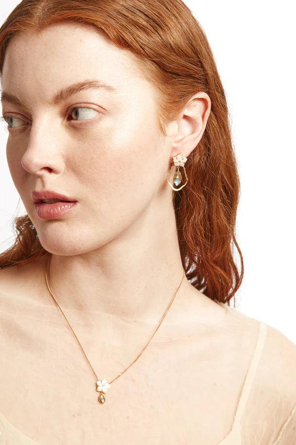 Chan Luu Plumeria Drop Necklace Labradorite Mix