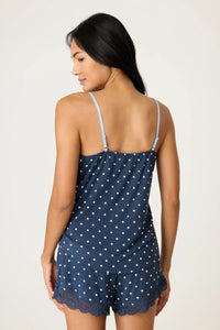 PJS Navy Polka Dot Lace Set