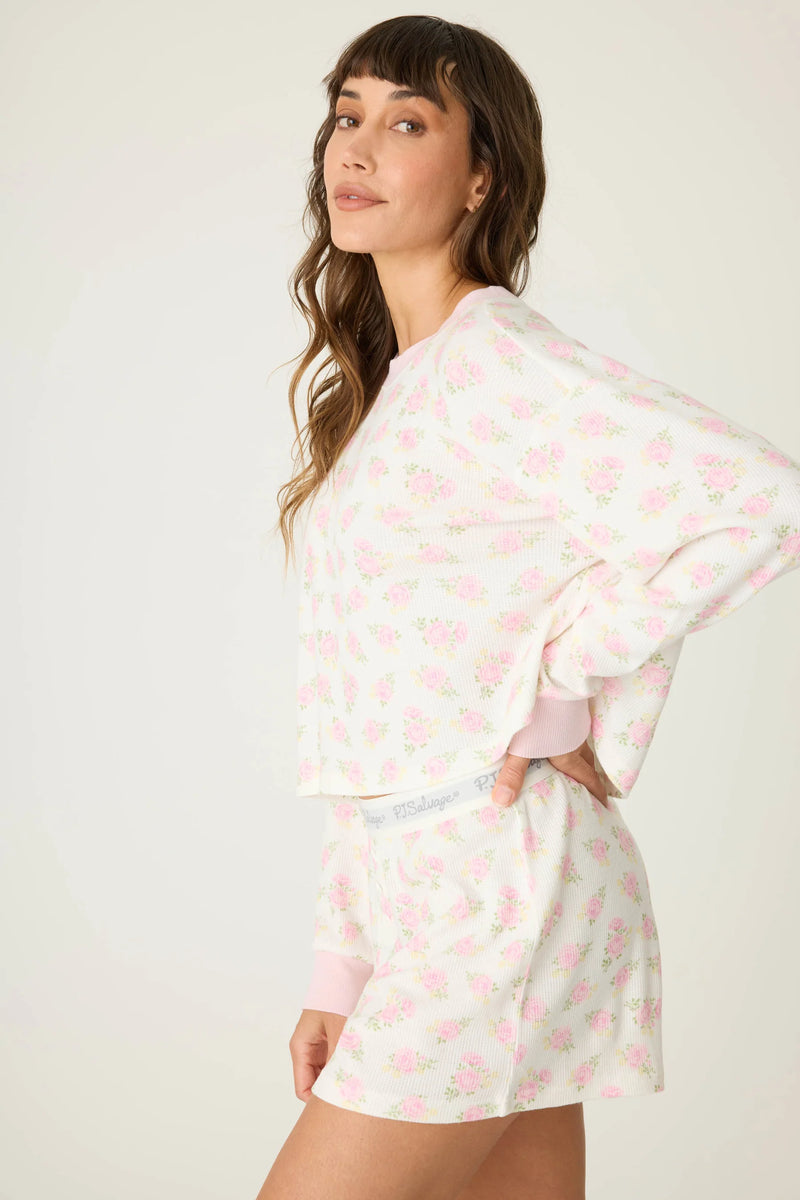 PJ Salvage Boyfriend Boxer Ditsy Floral Shorts Set