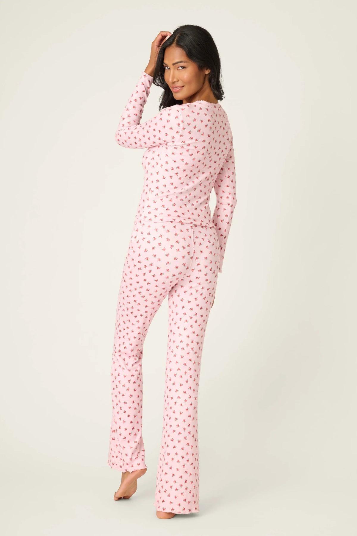 PJS LS Crazy For Holidays Ditsy Floral Pink