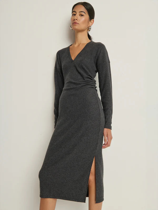Nation Sandrine Midi Dress Charcoal