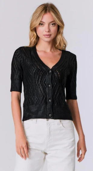 J Society Foil S/S Cardi Black