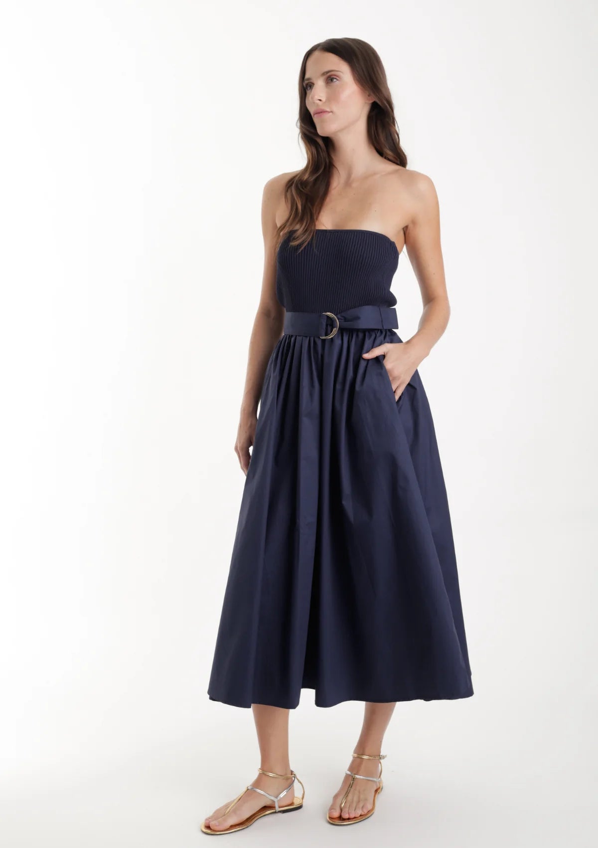 Karina Grimaldi Ines Knit Dress Static Blue