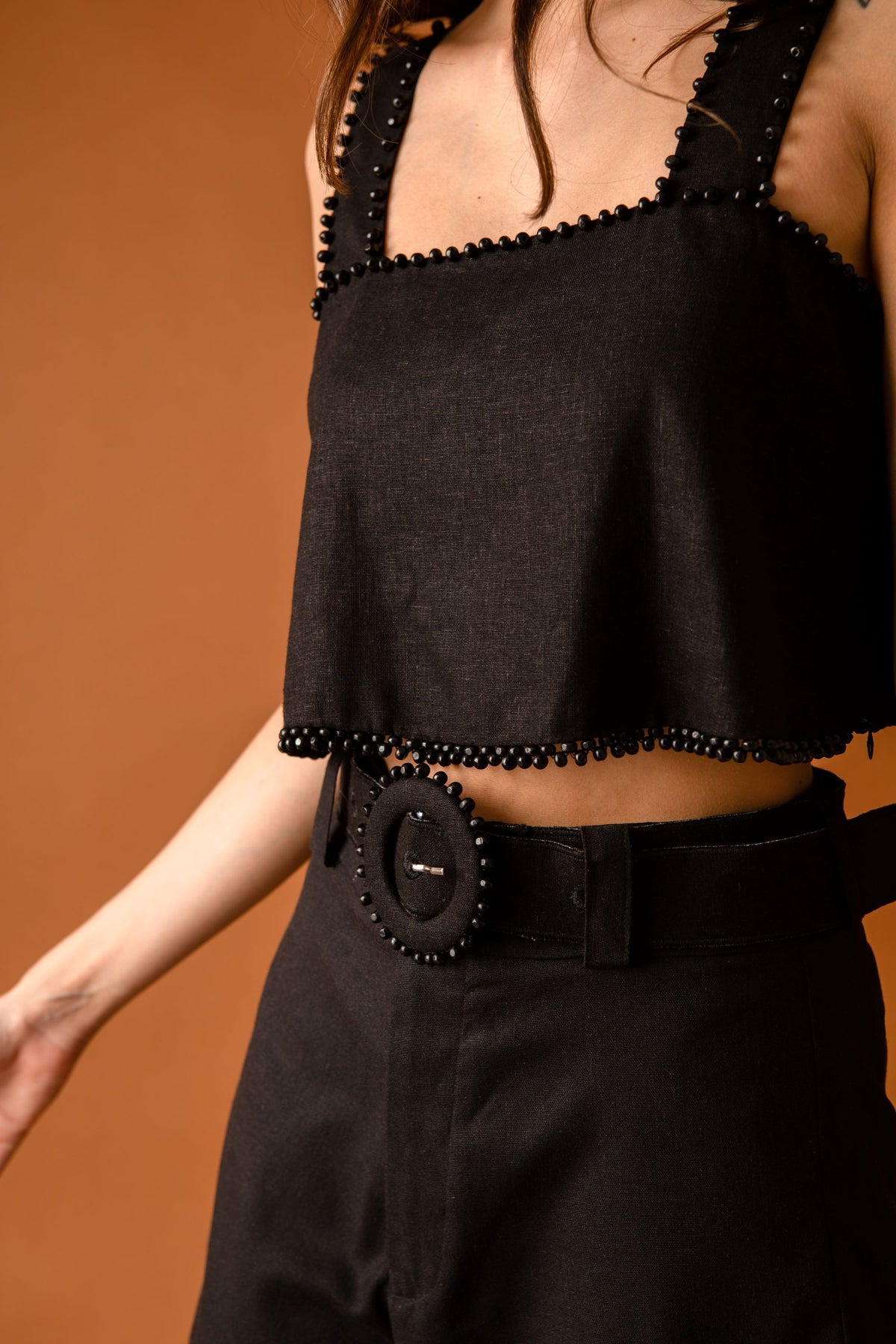 Kaanas Nolita Black Crop Top