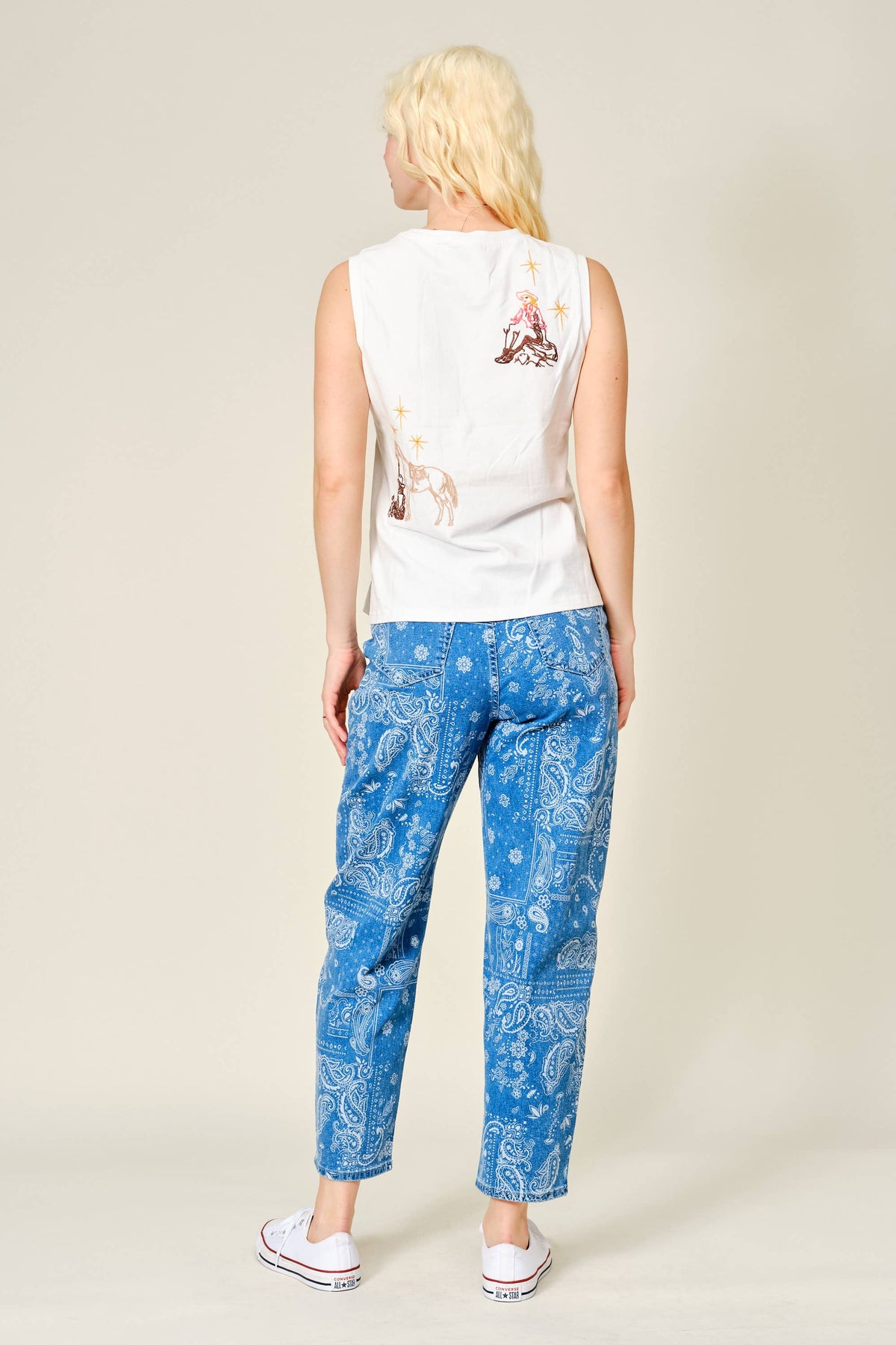 Western Emb Sleeveless Top