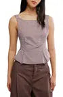 FP Sunfaded Gingham Peplum Top Frosty Lilac