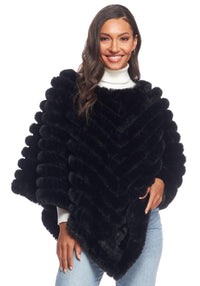 Fab Fur Black Deluxe Knitted Poncho