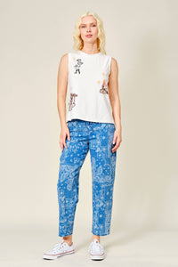 Western Emb Sleeveless Top