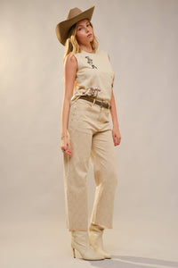 Western Emb Sleeveless Top